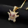 Cadena de Colgante de Suéter Gengar de Dibujos Animados Europeos y Americanos Personalizada, Pequeño Monstruo con Diamantes, Collar Hip-Hop, Accesorios de Joyería al por Mayor