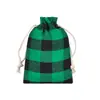 Bolsa de Cordão de Algodão e Linho Xadrez Saco de Cordão de Floco de Neve de Natal para Doces e Presentes Embalagem de Joias Armazenamento Decoração de Natal Bolsa de Pendurar