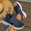 Sandálias Romanas de Tiras Cruzadas Atacado Verão 2024 Novas Slip-on Malha Boca de Peixe Flyknit Vazado Salto Grosso Sandálias Esportivas