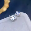 Brincos de Pedra da Lua Naturais Boutique Vidro Azul Luar Prata 925 Seiko Incrustação 3*3mm Direto da Fábrica Atacado