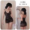 Ropa Interior Sexi de Noche Larga Pura Pasión Camisón con Tirantes Encaje Hueco Transparente Cama Pijamas Sexis Coqueto 2121