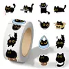500 hojas/rollo lindo gatito negro caricatura rollo pasta cuenta manual DJY tarjeta goo decoración patineta funda de teléfono pegatina