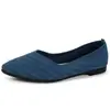 Zapatos planos tejidos transpirables de estilo coreano para comercio exterior para mujer, talla grande versátil transfronteriza, punta puntiaguda de punto mosca, zapatos de trabajo sin cordones