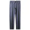 Pantalones de dril de lyocell finos de alta gama para hombre, color azul grisáceo lavado, de cintura media, rectos, para primavera y verano 2024, estilo business casual