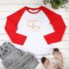 Roupas transfronteiriças Raglan manga longa feminina cor em estoque estampa de pontos ECG coração manga longa solta venda direta