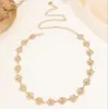 Corrente de Cintura Europeia e Americana Transfronteiriça de Metal para Mulheres Flor Corrente Fina Decorativa para Vestido Corrente de Cintura