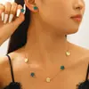 Set de Joyería de Trébol de Cinco Hojas Transfronterizo Europeo y Americano de Venta Caliente para Mujeres, Collar de Flor de la Suerte de Combinación de Colores Simple con Goteo de Aceite, Pendientes y Joyería
