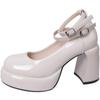 2025 Sapatos de salto alto vermelho femininos sapatos de casamento de alta qualidade Sense French Retro Mary Jane sapatos femininos sapatos de salto grosso plataforma
