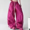Pantalones anchos de retazos a rayas casuales estilo americano para mujer, nuevo modelo primavera 2026, pantalones deportivos casuales de corte holgado para bailar y street dance, modernos
