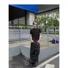 Jeans Lavado Cinza Fumê Popular Novo Estilo Americano High Street para Homens e Mulheres Calças Simples Versáteis Retas Largas