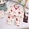 Conjunto de Calzoncillos Largos de Lycra para Niños Otoño, Confección sin Costuras, Ropa de Casa Capa Base Clase A para Bebé, Conjunto de Pijama Floral para Niños y Niñas