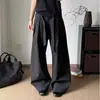 Pantalones casuales de rayas finas estilo americano 2026, de doble pliegue, fluidos, unisex, retro, de corte holgado, largos hasta el suelo, pantalones largos de moda