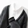 Nuevo Estilo Otoño e Invierno Suéter 100% Lana Pura para Hombre Cuello en V Engrosado Holgado Talla Grande Suéter Versátil Chaqueta Cálida Tejido