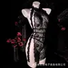 Body de encaje Medusa Talla Grande con Cuello Halter, Conjunto de Lencería Sexy para Mujer, Estilo de Tirantes Huecos Negro, Transfronterizo
