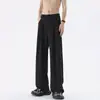 Pantalones negros versátiles para hombre, casuales y sencillos, de seda helada estilo americano, adecuados para ir al trabajo, 2026, talla grande, corte holgado