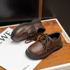 Zapatos de cuero para niños, zapatos para niños, nuevos zapatos de rendimiento de suela blanda estilo británico para primavera y otoño para estudiantes escolares, zapatos planos para niñas