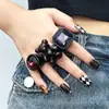 Moda Transfronteiriça Combinando Urso Retrô Diamante Quadrado Diamante Redondo Anel de Combinação Joias Estilo Coreano Feminino Atacado