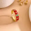 Anel Aberto Personalizado Retro em Esmalte com Formato de Diamante Transfronteiriço, Estilo de Nicho Doce e Cool, Levemente Luxuoso e Sensação de Alta Qualidade