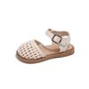 Sandalias tejidas huecas nuevas de primavera y verano para niños, zapatos retro de estilo coreano para dedos del pie, zapatos de moda versátiles de princesa para niñas
