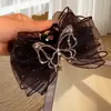 Presilha de Cabelo Tipo Pinça de Bolha com Rede e Strass Laço, Acessório de Cabelo de Luxo para Mulheres, Acessório de Piranha para Parte de Trás da Cabeça