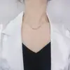 Colar Quadrado Japonês e Coreano em Prata de Lei s925 para Mulheres Verão Versátil Simples Luxo Leve Design de Nicho Corrente para Clavícula para Cabelo