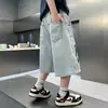 Shorts de Mezclilla Finos de Verano para Niños 2026 Estilo Nuevo Ropa de Verano para Niños Grandes Pantalones de Longitud Media para Niños Ropa de Trabajo para Niños Pantalones 7/8