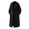 Novo Casaco de Lã Masculino Solto de Comprimento Médio Outono/Inverno 2026, Tamanho Grande Trench Coat Casual Moderno com Capuz para Homens