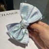 Pinza Grande de Presión con Lazo a Cuadros Moda Pinza de Tela de Doble Cara Elegante Pinza Banana Rizador para el Cabello Accesorios para la Cabeza