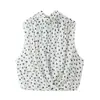 Moda Popular para Mujer Transfronteriza Europea y Americana de Aliexpress Ins con Decoración de Lazo de Lunares Top Plisado Estilo Globo