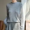Outono/Inverno 2026 Nova Peça Premium Feminina de Seda e Caxemira Barra Rolada Gola Semi-Alta Tricô Manga Longa Camisa Base Top