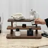 Estante de Almacenamiento de Escritorio de Nogal Multicapa No Requiere Instalación Productos para el Cuidado de la Piel Tazas Exhibidor de Perfumes No Requiere Perforación