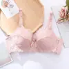 Talla grande Sujetador sin relleno para mujer Ajustable Taza grande Sexy Encaje Delgado Pecho grande Ropa interior pequeña Anti-flacidez
