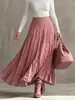 Estilo de exportación transfronteriza europeo y americano nuevo 2026, elegante y casual, adecuado para el trabajo, color liso, no elástico, plisado, falda larga