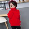 Suéter de terciopelo de visón para niñas, novedad de 2023, suéter de punto coreano con forro polar, camisa gruesa de base, suéter de cuello alto blanco