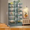 Estante pequena simples, estante de armazenamento de chão, prateleira de armazenamento de parede, estante de exibição para sala de estar/escritório, armário de armazenamento estreito ao lado da mesa