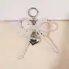 Nuevo Colgante de Lazo de Perlas de Tela Llavero Dulce Versátil Decoración para Llaves de Coche Accesorio para Mujeres