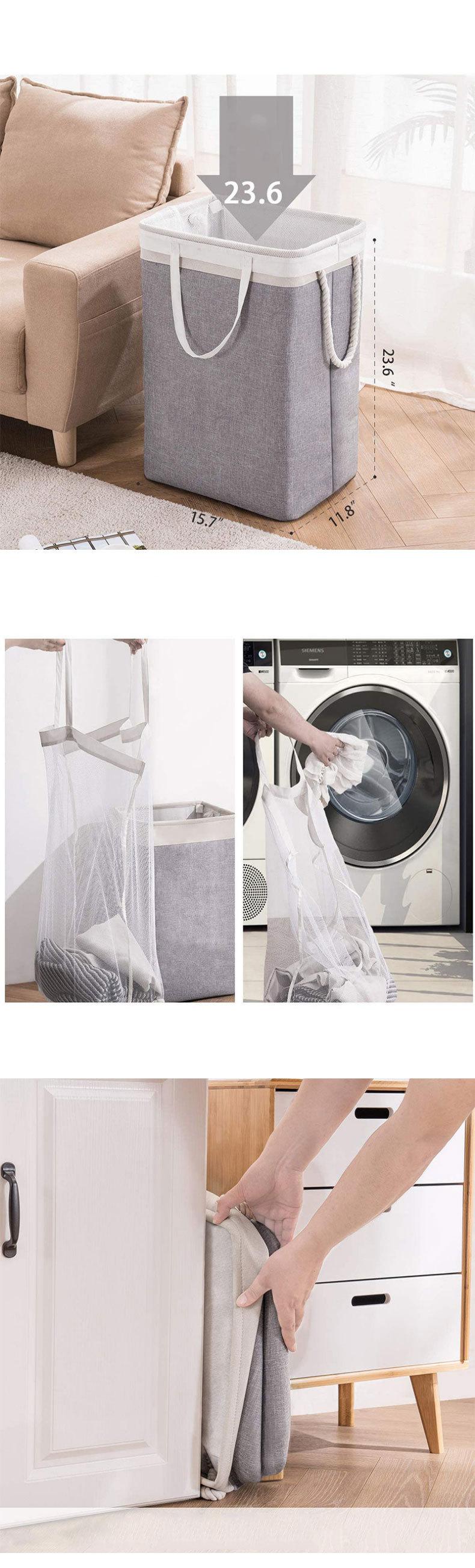 可折叠脏衣篮子-洗衣篮脏衣篓脏衣服收纳筐布艺脏衣篮-亚马逊收