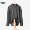 Camiseta Base Gruesa de Manga Larga con Cuello Alto Medio para Mujer 2026, Otoño/Invierno Ajustada Simple de Moda DeRong Versátil