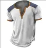 Série de Camisetas Masculinas Europeias e Americanas de 4 Botões Estampa Digital 3D Moda Casual Manga Curta Puxar Fabricante de Origem