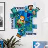 Minecraft Huye Mi Mundo Adhesivo de Pared Sala de Estar Habitación Infantil Removible Decorativo Adhesivos de Pared de PVC