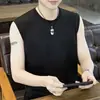 Camiseta sin mangas de seda helada de alta gama para hombre, Ropa de hombre de moda, Nueva camiseta sin mangas de estilo veraniego
