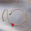 Amazon Transfronterizo Estilo Cojín Versátil Corte Diamante Corazón Rojo Pulsera para Mujeres Diseño de Moda Joyería para Mejores Amigas