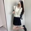 Tb Feminino Outono e Inverno Novo Tricotado Gola Redonda Casual Versátil Clássico Quatro Barras Estilo Preppy Veado Branco Mesmo Estilo Suéter