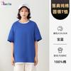 Camiseta de algodón de 200g con hombros caídos y cuello redondo, personalizada, manga corta, ropa de trabajo, LOGO estampado, holgada, uniforme de clase personalizado
