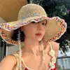 Chapéu de Pescador com Proteção Solar Ins, Chapéu de Palha Dobrável Fresco e Simples de Verão para Mulheres, Design Floral, Adequado para Passeios e Férias, Chapéu de Sol, Estilo Hyuna