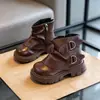 Botas Martin para Niña Otoño Invierno Botas Retro Arrugadas Apiladas Más Terciopelo Botines Cortos Elegantes para Niños Zapatos de Algodón de Dos Capas para Niña Bebé