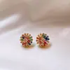 Pendientes de tachuela con Zirconia y Perla, Fuegos Artificiales Rojos de Goteo de Aceite Rojo de Año Nuevo, Pendientes Vintage, Pendientes de Lujo Ligero de Gama Alta para Mujer