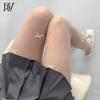 Calcetines de Belleza para la Piel con Lazo de Diamante Flash Estilo Lolita para Niña, Medias Base de Corte Arbitrario, Medias de Seda Blanca Pura Estilo Ballet
