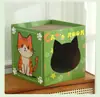 Placa arranhadora para gatos em formato de cubo, não solta pelos, de camada dupla, casa de papel tridimensional para gatos, casa de brinquedo de papelão para gatos integrada