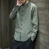 Camisa para Hombre Estilo Chino Nuevo Primavera y Verano 2023 Algodón y Lino Camisa Casual talla extra Tendencia Color Sólido Top con Botones para Hombre